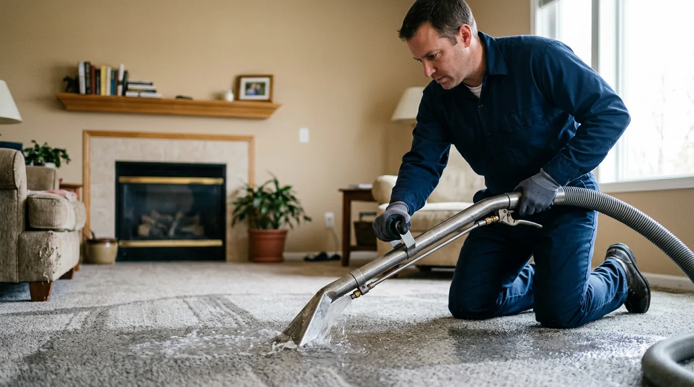 Water damage restoration technician working near Odon, IN